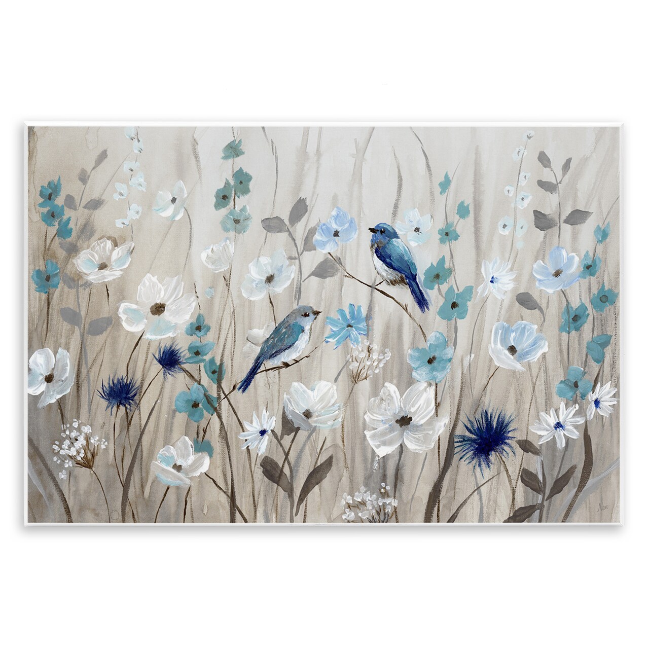 Stupell Industries Birds Floral Meadow Blossoms Wall Plaque Art